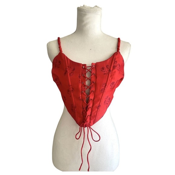 NWT For love & Lemons Lillian Red Floral Corset Top Rose Romantic Whimsigoth XXS - Picture 6 of 15